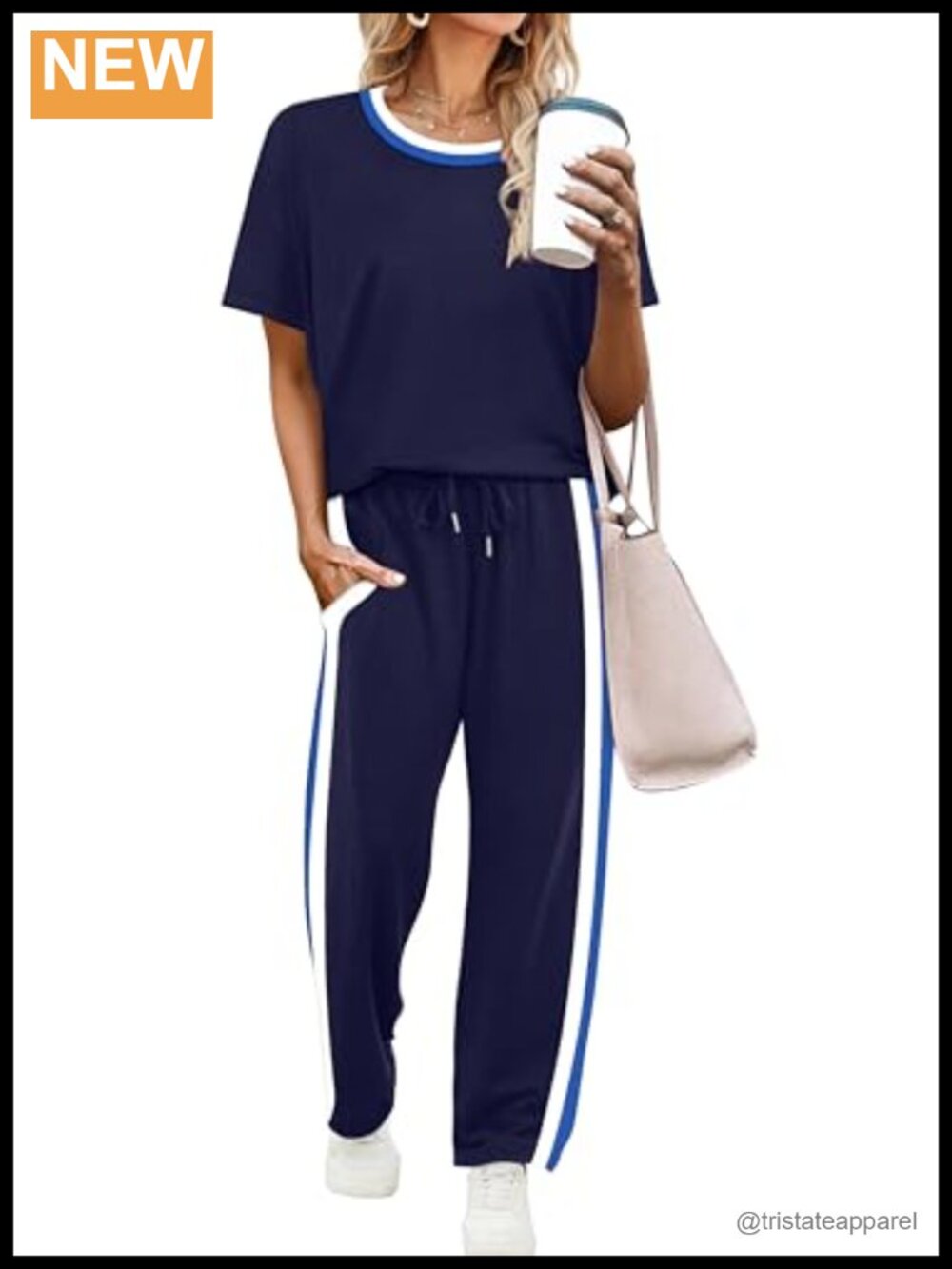Women's 2 Piece Lounge Set Short Sleeve Top Wide Leg Crop Pants with Pockets